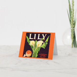 1930s Lily orange crate label Note Card