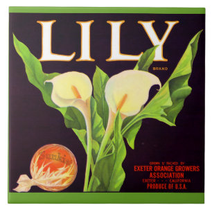 1930s Lily orange crate label print Ceramic Tile