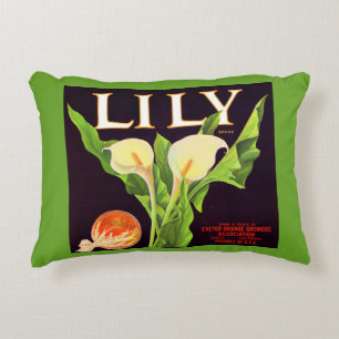 1930s Lily orange crate label print Decorative Cushion