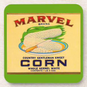 1930s Marvel canned corn label Coaster