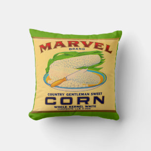 1930s Marvel canned corn label print Cushion