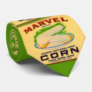 1930s Marvel canned corn label print Tie