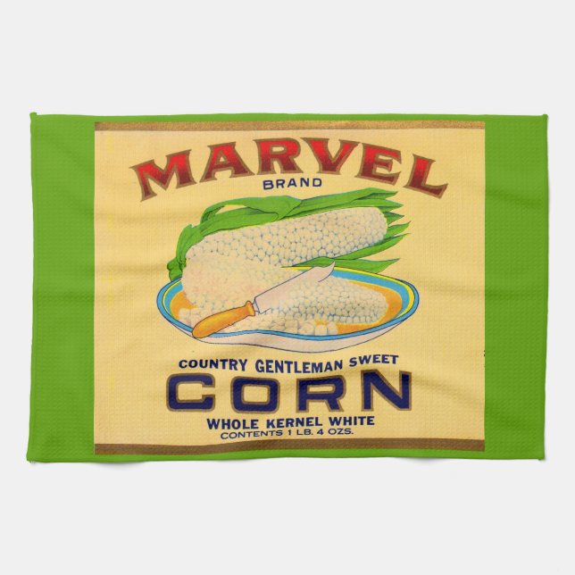 1930s Marvel canned corn label Tea Towel (Horizontal)