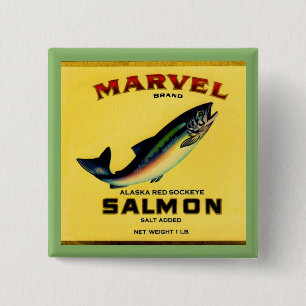 1930s Marvel salmon can label 15 Cm Square Badge