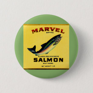 1930s Marvel salmon can label 6 Cm Round Badge
