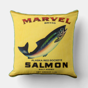 1930s Marvel salmon can label Cushion