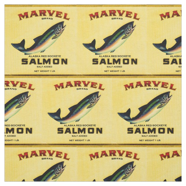 1930s Marvel salmon can label print Fabric (Swatch)