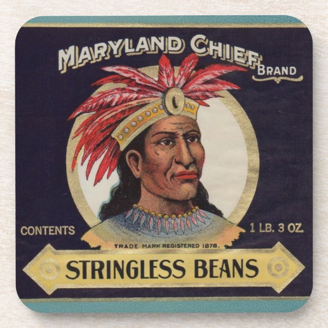 1930s Maryland Chief Stringless Beans label Coaster (Front)