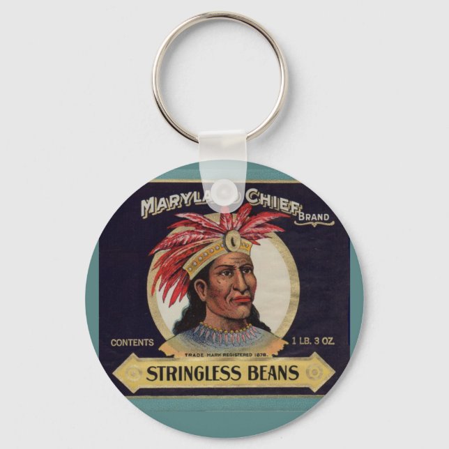 1930s Maryland Chief Stringless Beans label Key Ring (Front)