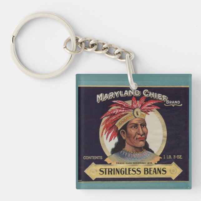 1930s Maryland Chief Stringless Beans label Key Ring (Front)
