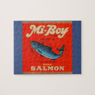 1930s Mi-Boy pink salmon can label Jigsaw Puzzle