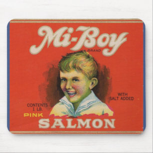 1930s Mi-Boy pink salmon can label Mouse Pad