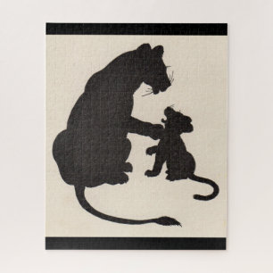 1930s mother lion and cub silhouette jigsaw puzzle