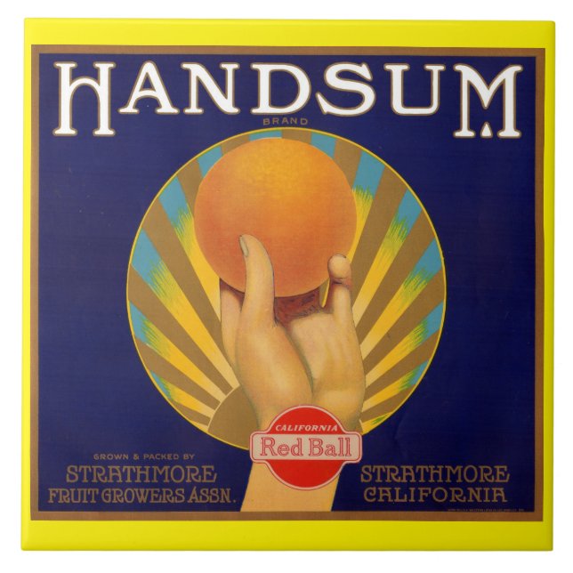 1930s orange crate label Handsum Ceramic Tile (Front)