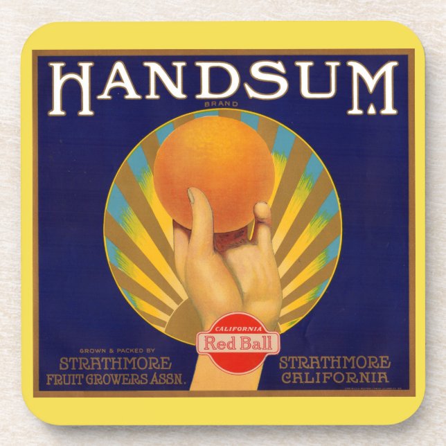 1930s orange crate label Handsum Coaster (Front)