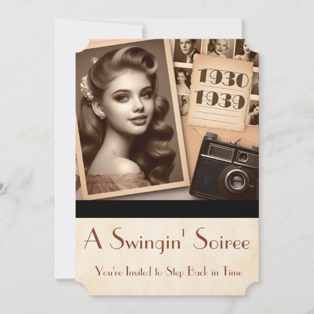 1930s Party Era Swinging'Soiree Teenagers Party  Invitation (Front)