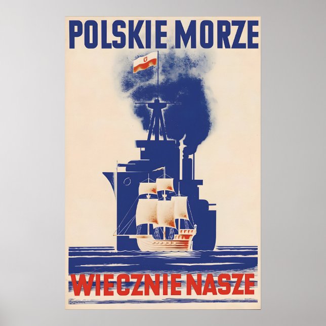 1930s Poland Propaganda Poster Baltic Sea Polish (Front)