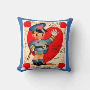 1930s police boy valentine cushion