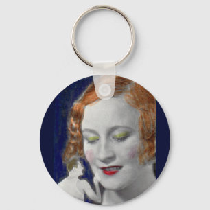 1930s redhead woman and her teeny tiny husband key ring