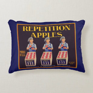 1930s Repetition Apples crate label print Decorative Cushion
