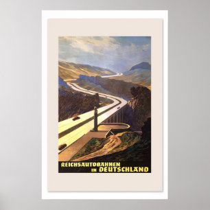 1930s “Rijksautowegen in Deutschland” Vintage Poster