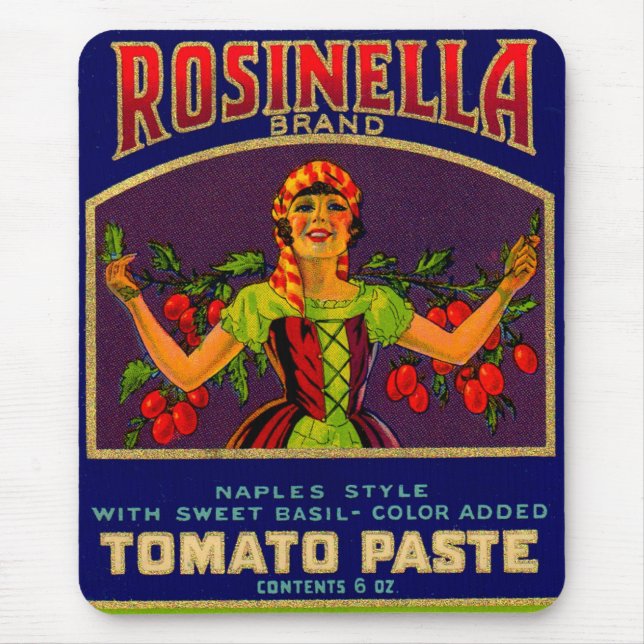 1930s Rosinella tomato paste can label no. 2 Mouse Pad (Front)