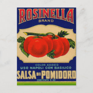 1930s Rosinella tomato sauce can label no. 1 Postcard