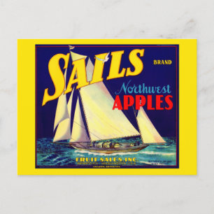 1930s Sails Northwest Apples crate label Postcard