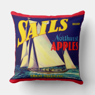 1930s Sails Northwest Apples crate label print Cushion