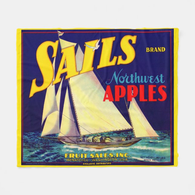 1930s Sails Northwest Apples crate label print Fleece Blanket (Front (Horizontal))