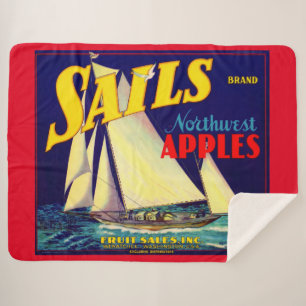 1930s Sails Northwest Apples crate label print Sherpa Blanket