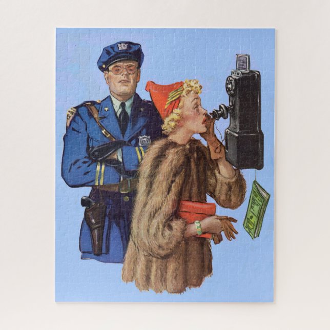 1930s traffic cop and rich lady arrestee jigsaw puzzle (Vertical)