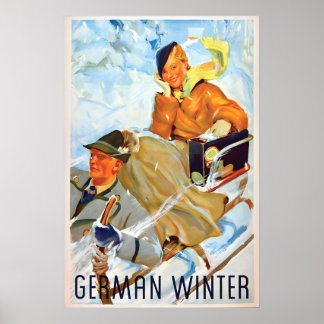 1930s travel Poster German Winter Ski jumping