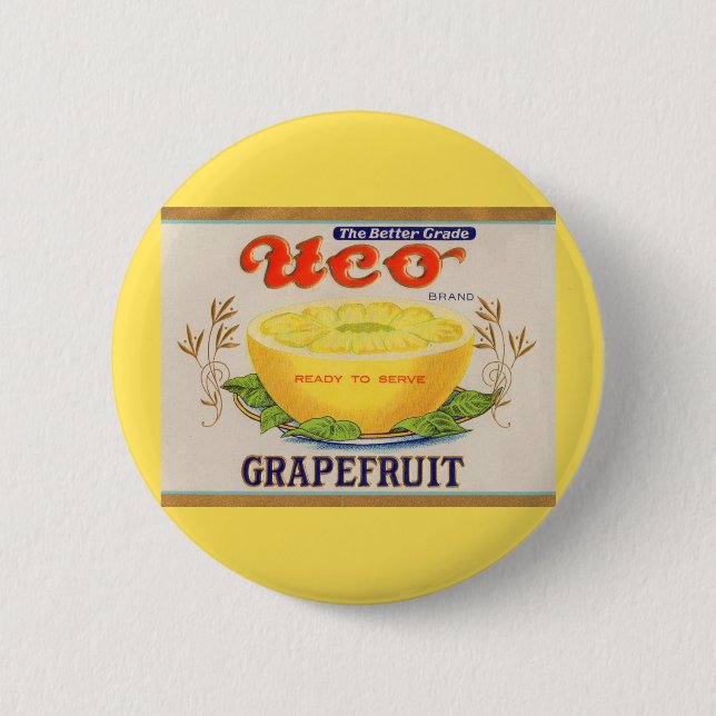 1930s Uco Brand Grapefruit label 6 Cm Round Badge (Front)