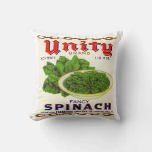1930s Unity fancy spinach can label Cushion