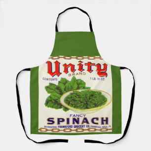 1930s Unity fancy spinach can label print Apron