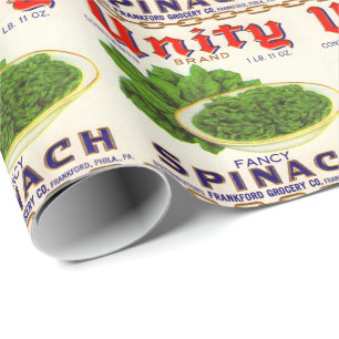 1930s Unity fancy spinach can label Wrapping Paper
