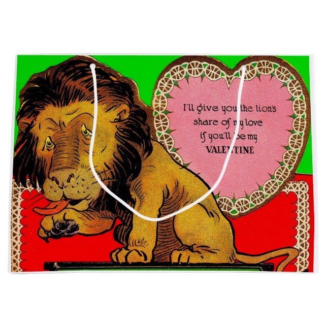 1930s Valentine The Lion’s Share of My Love Large Gift Bag (Front)