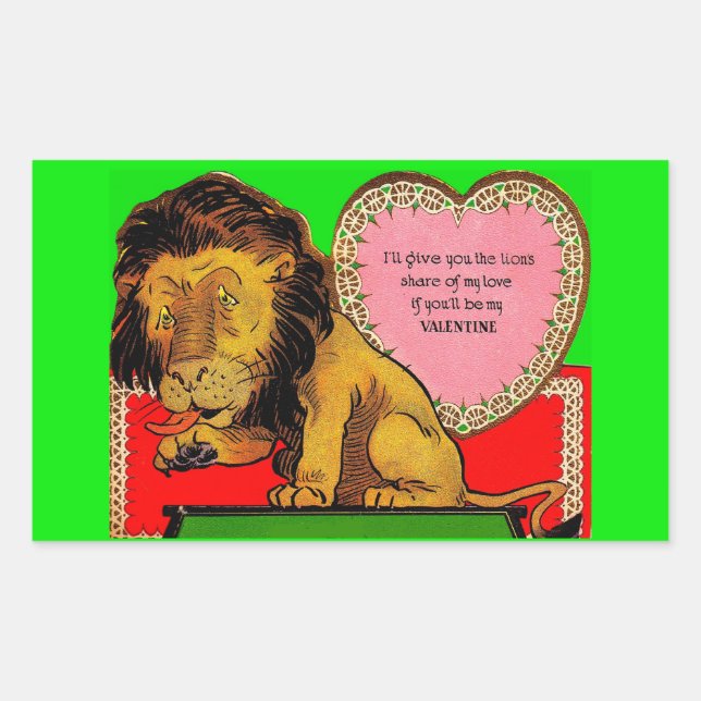 1930s Valentine The Lion’s Share of My Love Rectangular Sticker (Front)