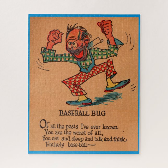 1930s vinegar valentine: the Baseball Bug Jigsaw Puzzle (Vertical)