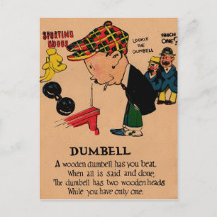 1930s vinegar valentine: the Dumbbell Holiday Postcard