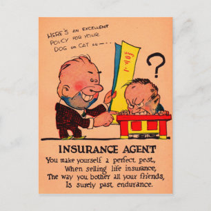 1930s vinegar valentine: the Insurance Agent Holiday Postcard