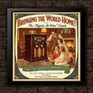 1930s Vintage Radio Console Advertising Poster