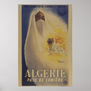 1930s Vintage Style Travel Poster Algerie Pays de