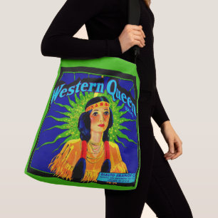 1930s Western Queen orange crate label print Crossbody Bag