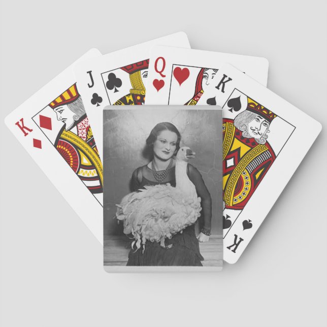 1930s Woman with Fluffy Swan Playing Cards (Back)