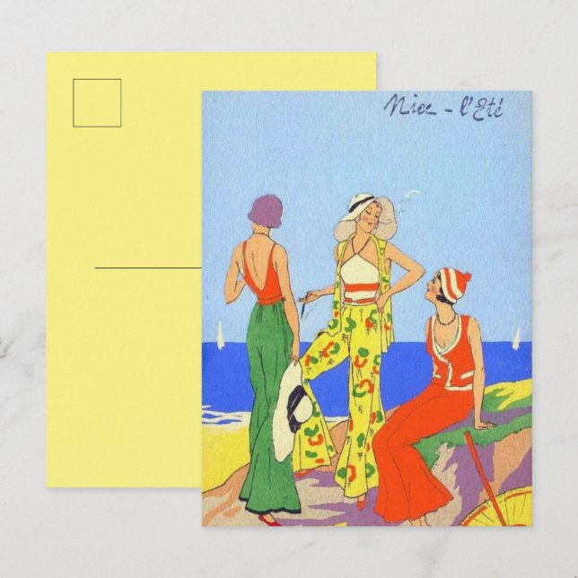 1930s Women in Fashionable Beach Pyjamas Postcard  (Front/Back)