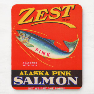 1930s Zest pink salmon can label Mouse Pad