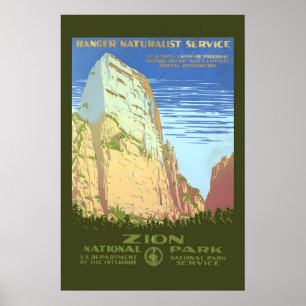 1930s Zion National Park Vintage Style WPA Travel Poster
