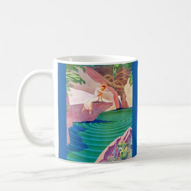 1931 art deco woman by a pond coffee mug (Left)
